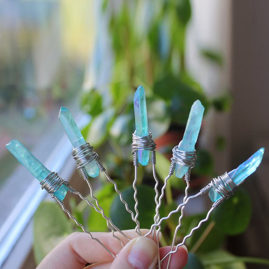 Épingle à cheveux en cristal faite à la main Olivenorma - Bleu vert - image 18