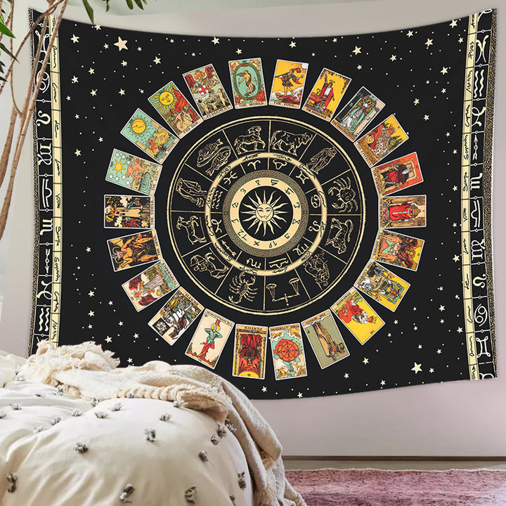 Tapisserie de cartes de tarot astrologique Olivenorma