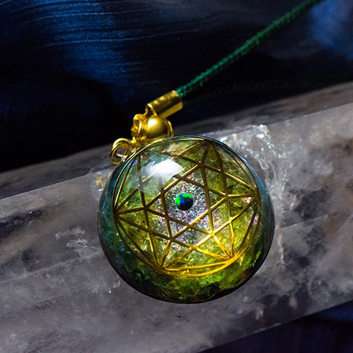 Collier de purification en moroxite et péridot Olivenorma