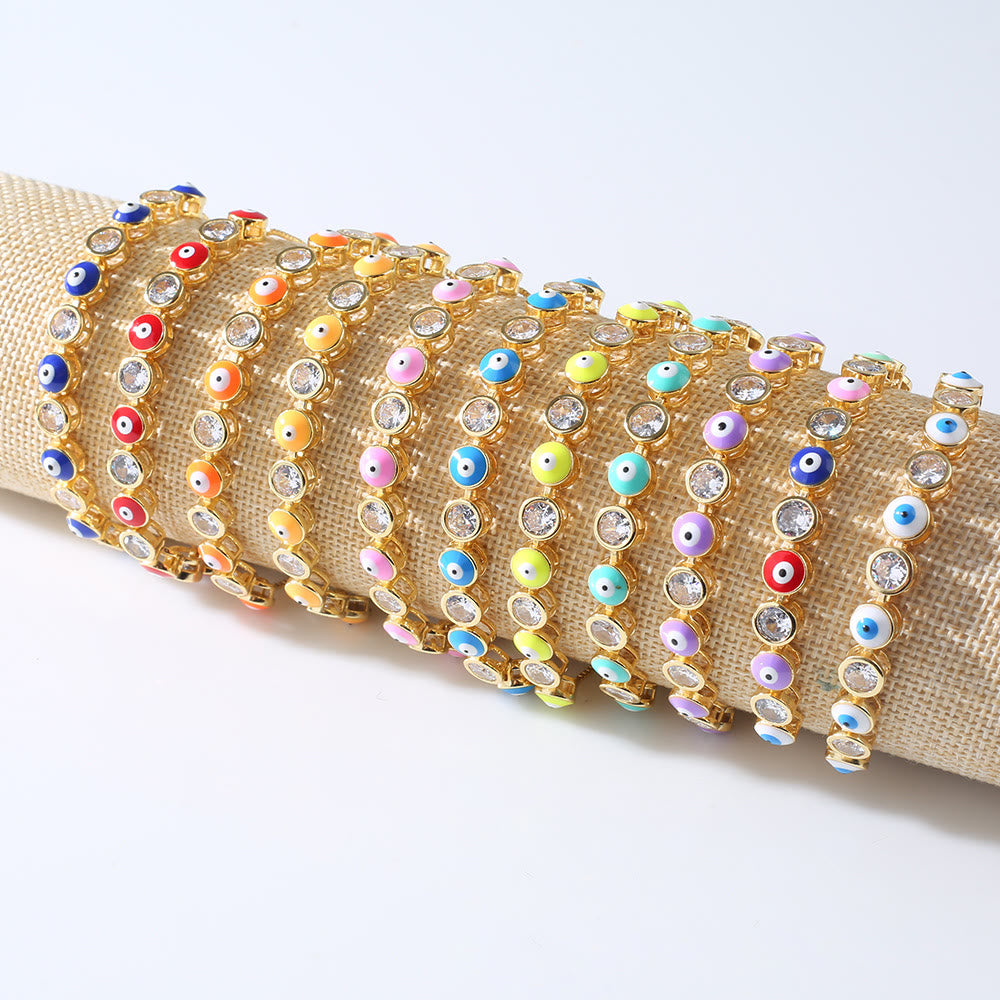 Bracelet ajustable Olivenorma en zircon blanc contre le mauvais œil