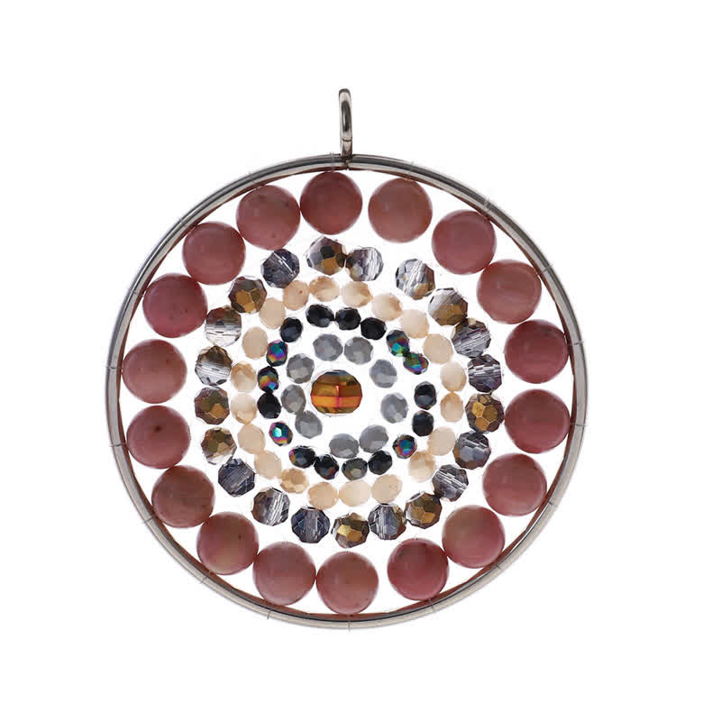 Collier avec pendentif rond en cristal et fleur de datura Olivenorma