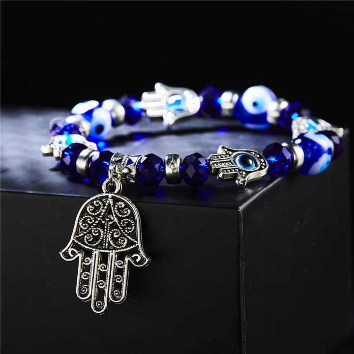 Bracelet pendentif Hamsa mauvais œil en époxy et zircon Olivenorma
