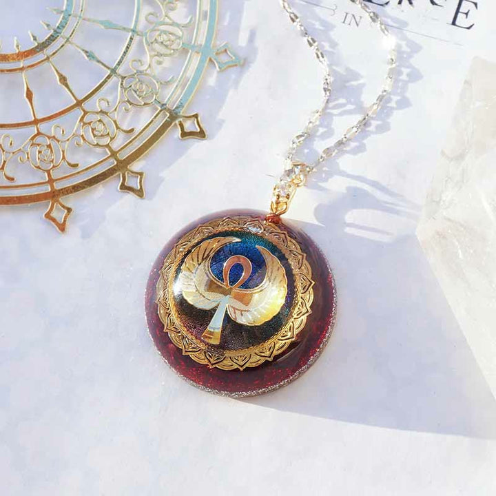 Collier Clé de Vie Olivenorma Grenat Lapis Lazuli Aigue-Marine