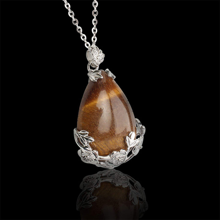 Collier Goutte d'eau Prune en Pierre Naturelle