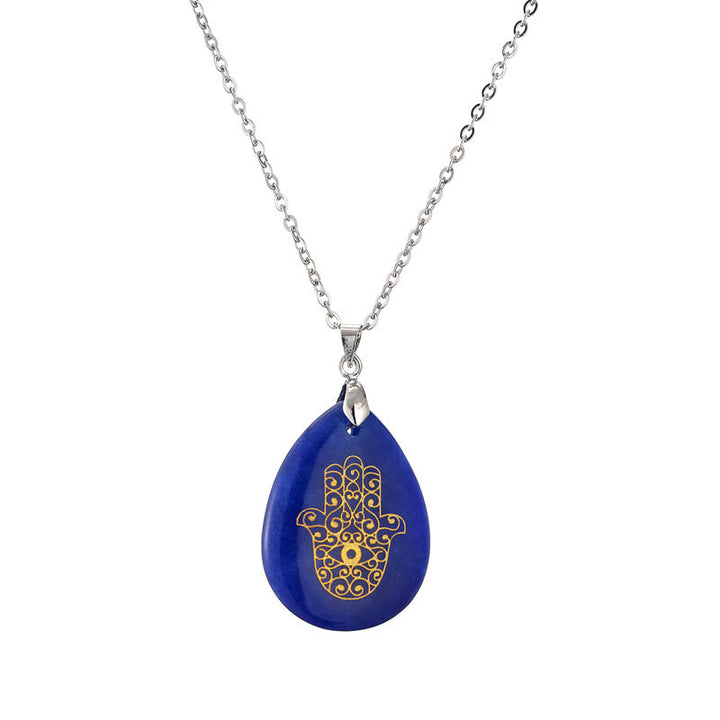 Collier pendentif Hamsa en cristal naturel en forme de goutte Olivenorma