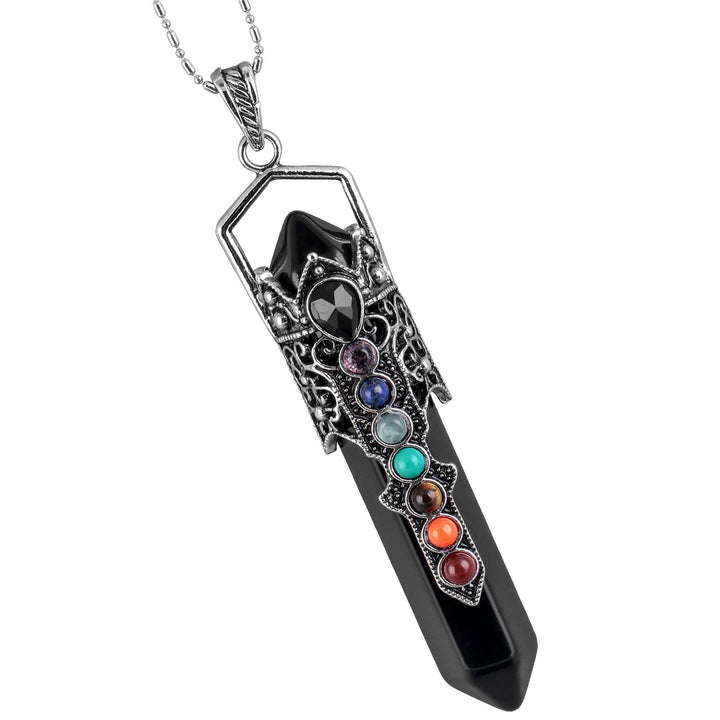 Collier ras du cou avec pendentif en forme de colonne hexagonale en cristal Olivenorma