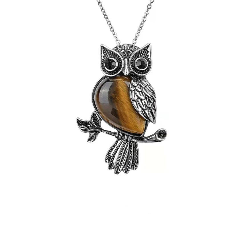 Collier hibou en pierre naturelle Olivenorma