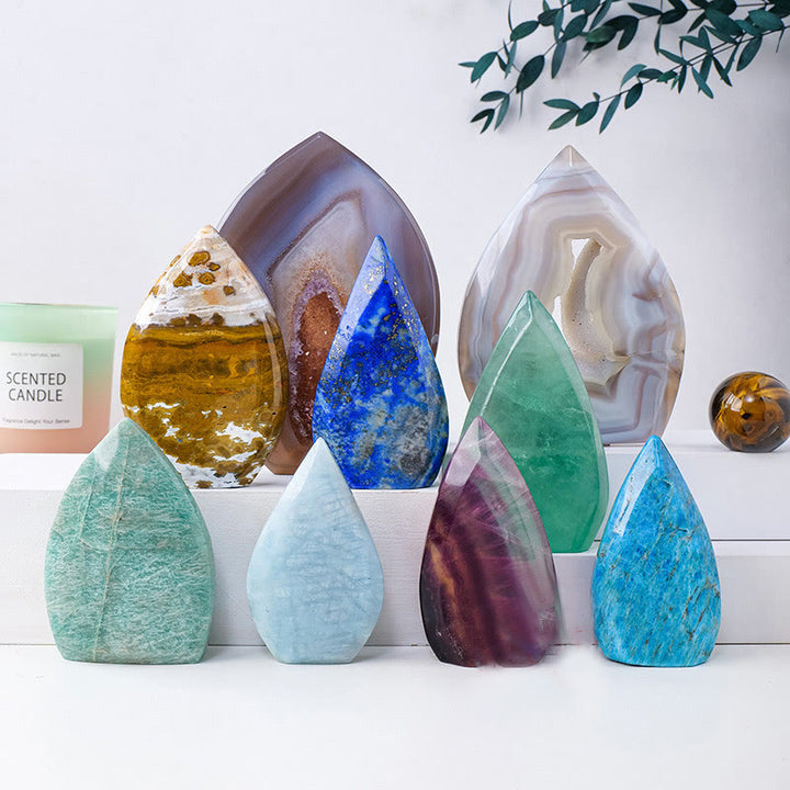 Ornements en cristal naturel en forme de flamme Olivenorma Décoration en pierres précieuses