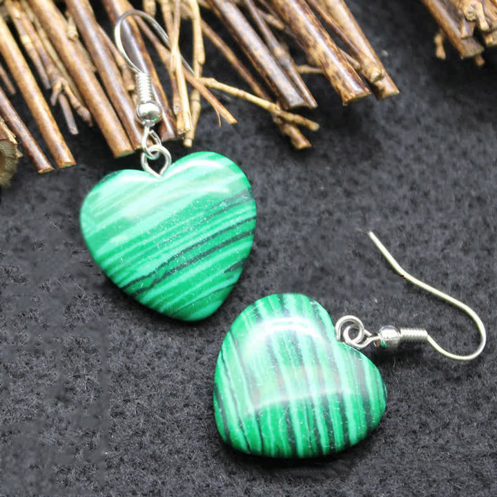Boucles d'oreilles de guérison en cristal naturel avec cœur