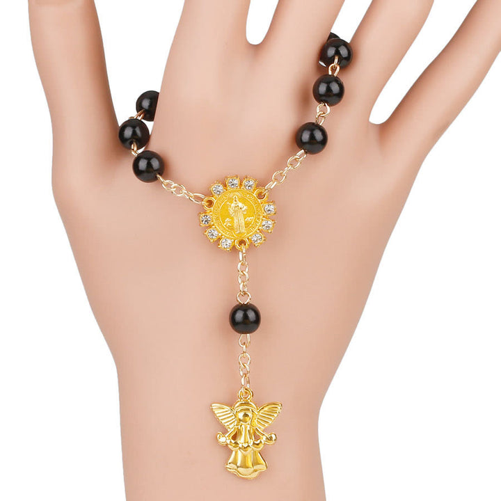 Bracelet chapelet chrétien avec pendentif ange doré de 8 mm Olivenorma