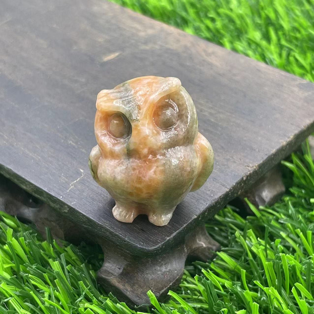 Ornement de hibou en cristal naturel Olivenorma de 3,5 cm, décoration en pierres précieuses