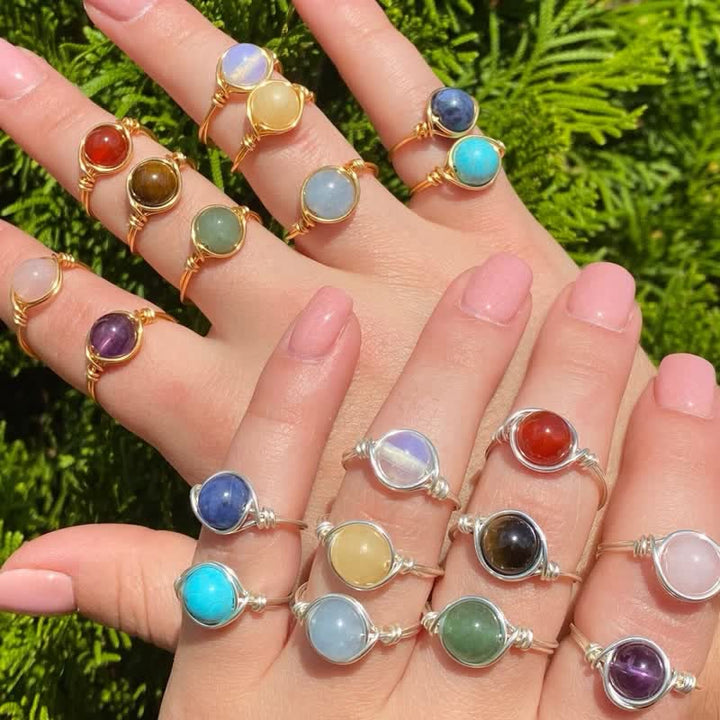 Bague de guérison en cristal enveloppée de fil