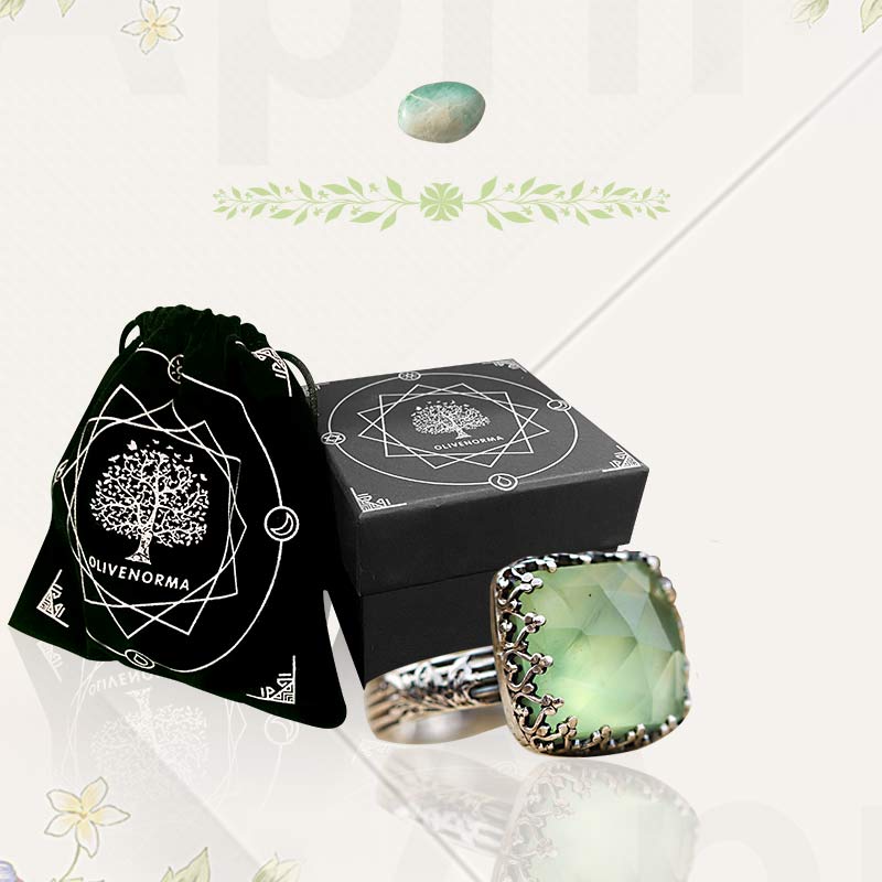 Bague en pierre de lune verte Olivenorma The Goddess Energy