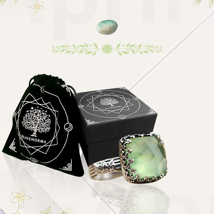 Bague en pierre de lune verte Olivenorma The Goddess Energy