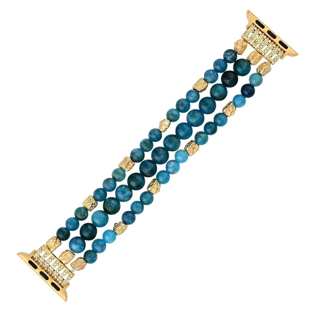 Bracelet de montre Apple en corde élastique avec perles d'apatite bleue Olivenorma