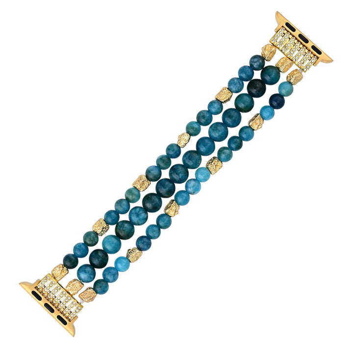 Bracelet de montre Apple en corde élastique avec perles d'apatite bleue Olivenorma