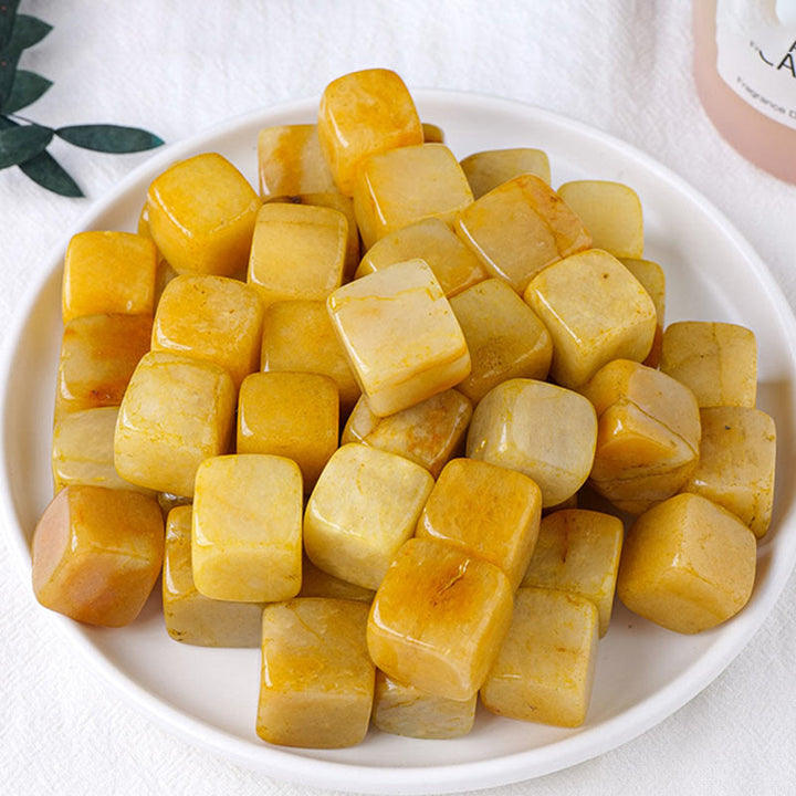 Cube de cristal d'agate jaune Olivenorma en pierre naturelle