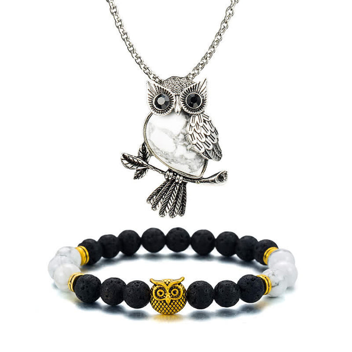 Collier hibou en pierre naturelle Olivenorma