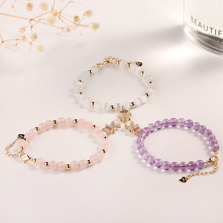 Bracelet à breloques en forme d'ours en cristal d'améthyste Olivenorma de 6 mm