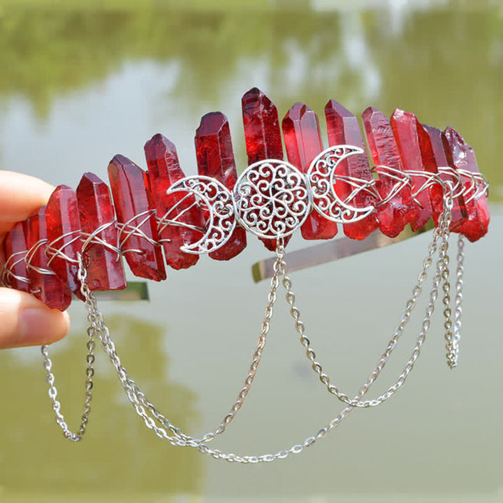 Couronne de cristal naturel de déesse de croissant de lune Olivenorma