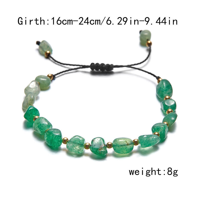 Bracelet tissé à la main en perles de pierre irrégulières naturelles Olivenorma