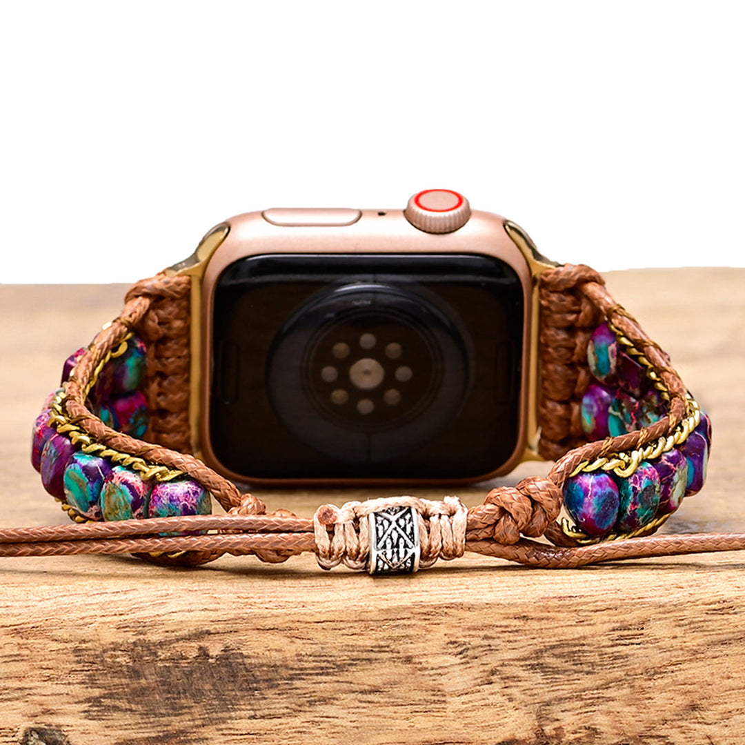 Bracelet enveloppant pour Apple Watch avec pierre empereur bleue Olivenorma