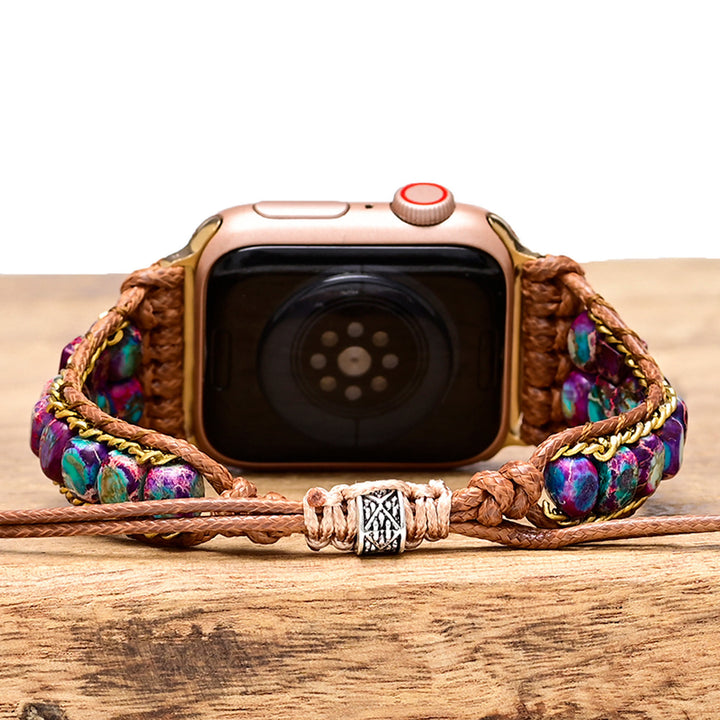 Bracelet enveloppant pour Apple Watch avec pierre empereur bleue Olivenorma