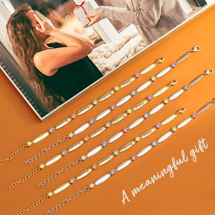 Bracelet avec noms de famille et pierres de naissance Olivenorma