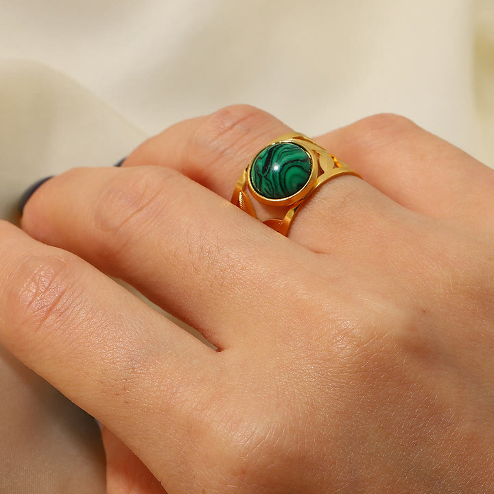 Ensemble de bagues ouvertes en malachite naturelle verte et ou Olivenorma