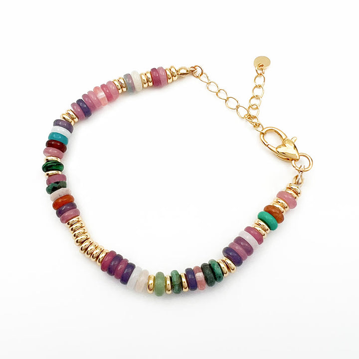 Collier et bracelet en pierres précieuses de style bohème Olivenorma avec perles rondes en cristal mélangées