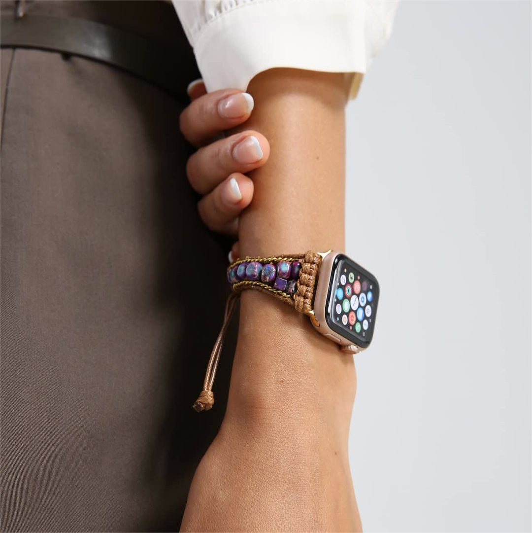 Bracelet enveloppant pour Apple Watch avec pierre empereur bleue Olivenorma