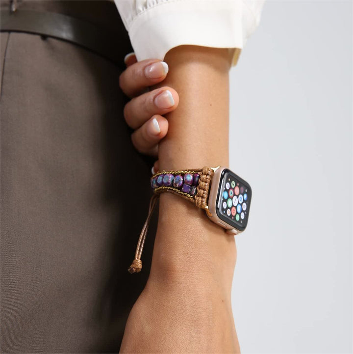 Bracelet enveloppant pour Apple Watch avec pierre empereur bleue Olivenorma