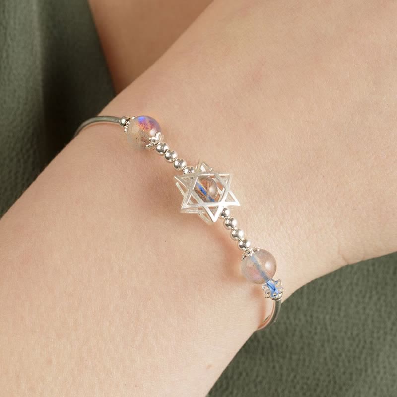 Bracelet hexagramme en pierre de lune Olivenorma