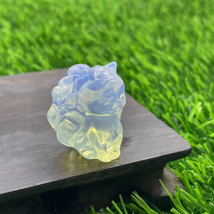 Décoration en pierre précieuse de renard à neuf queues en pierre naturelle Olivenorma de 3 cm