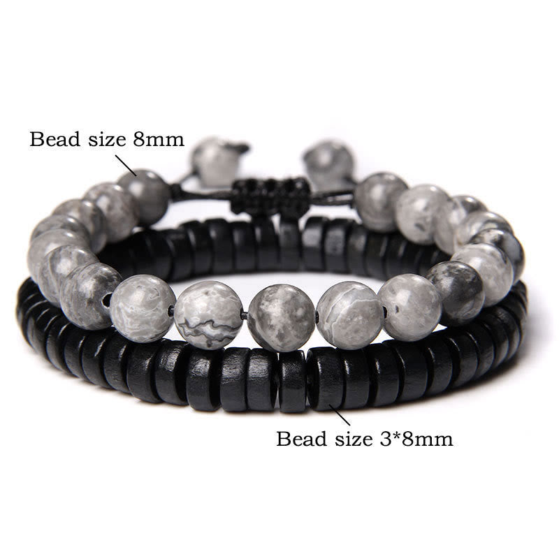 Bracelet à double perles en obsidienne flocon de neige turquoise africaine Olivenorma