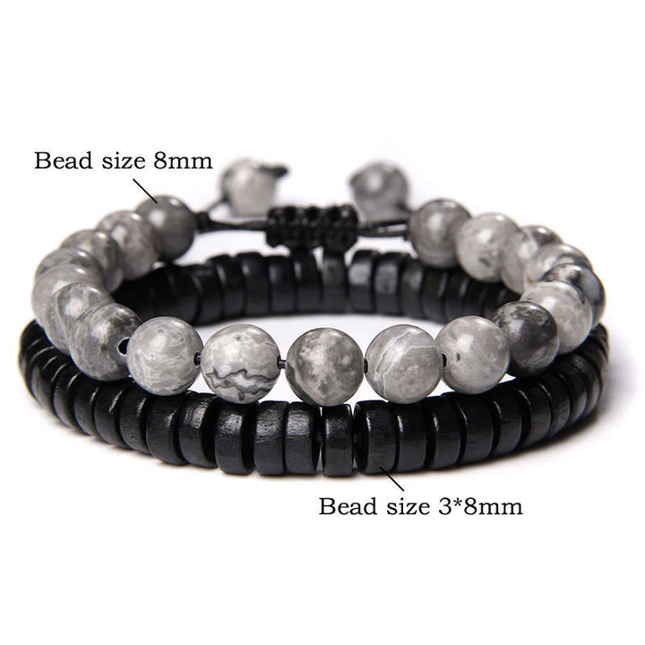 Bracelet à double perles en obsidienne flocon de neige turquoise africaine Olivenorma