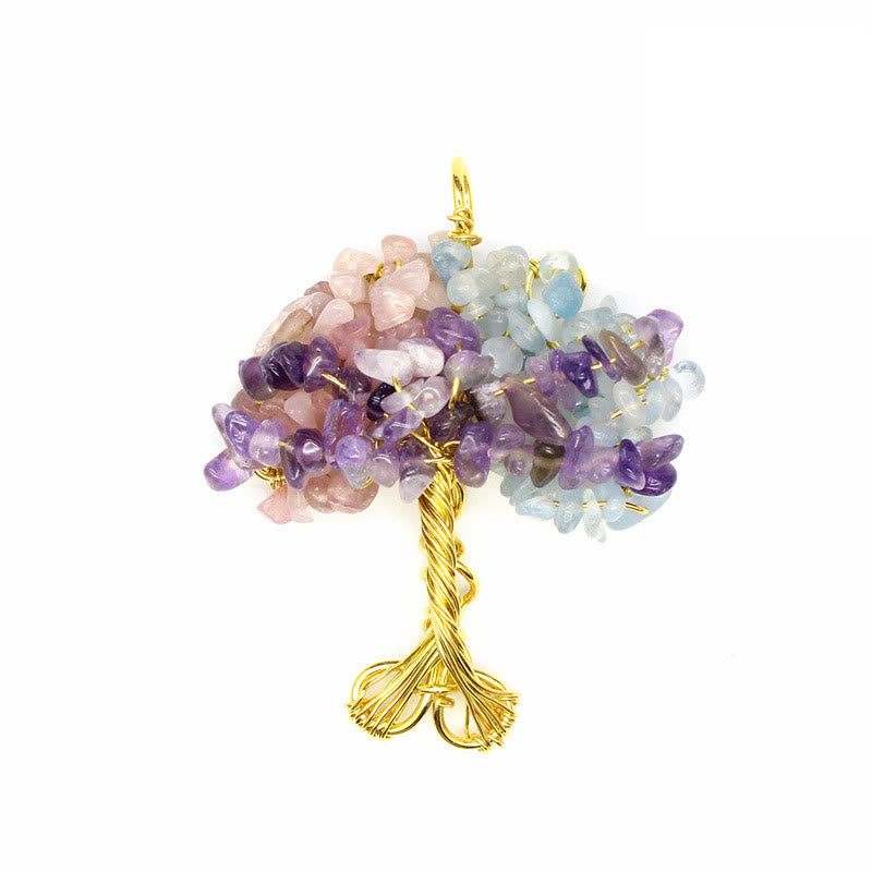 Collier pendentif arbre de vie chakra gravier cristal Olivenorma