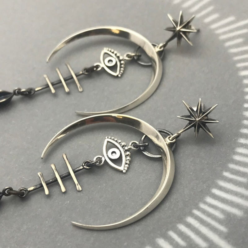 Boucles d'oreilles croissant de lune mauvais œil Olivenorma