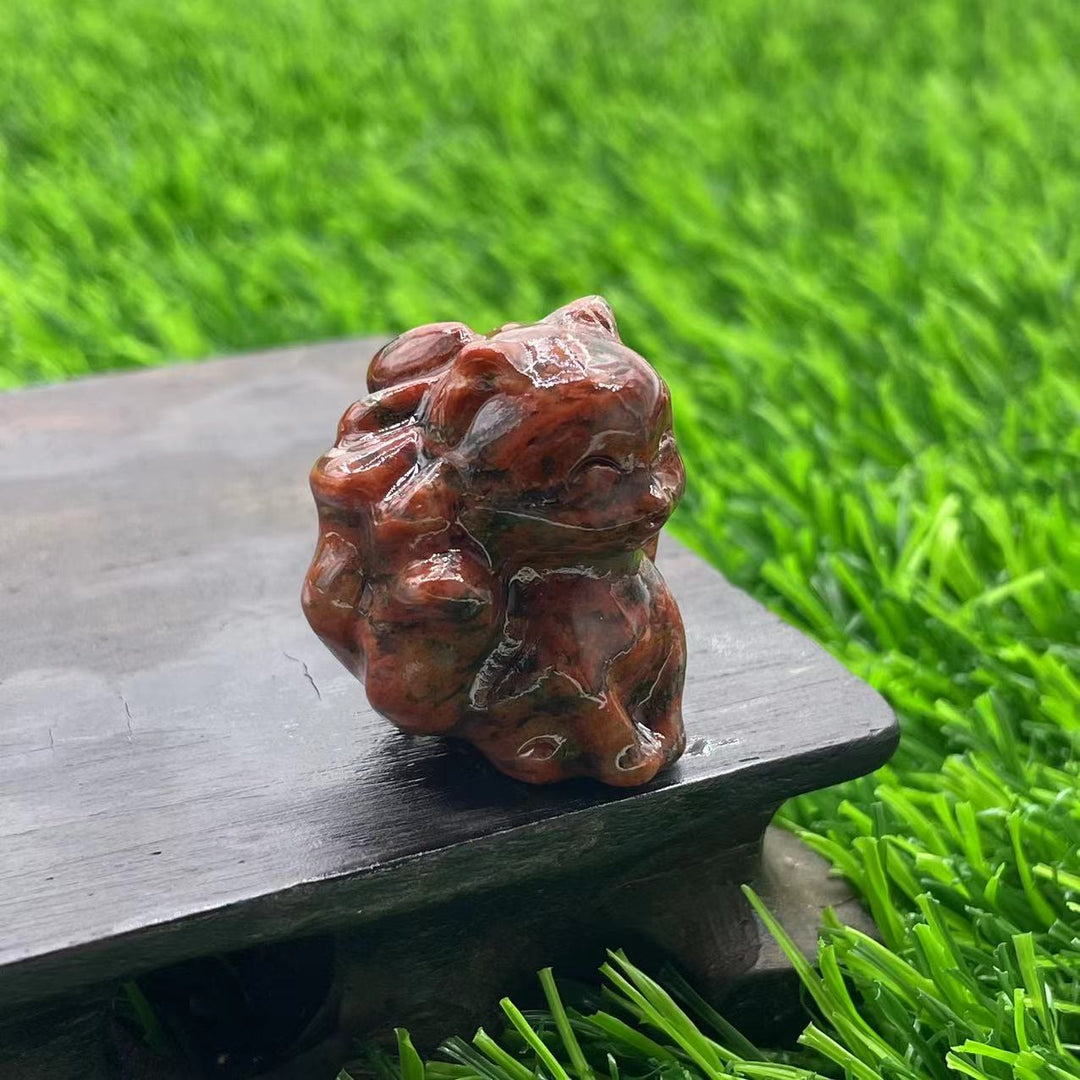 Décoration en pierre précieuse de renard à neuf queues en pierre naturelle Olivenorma de 3 cm