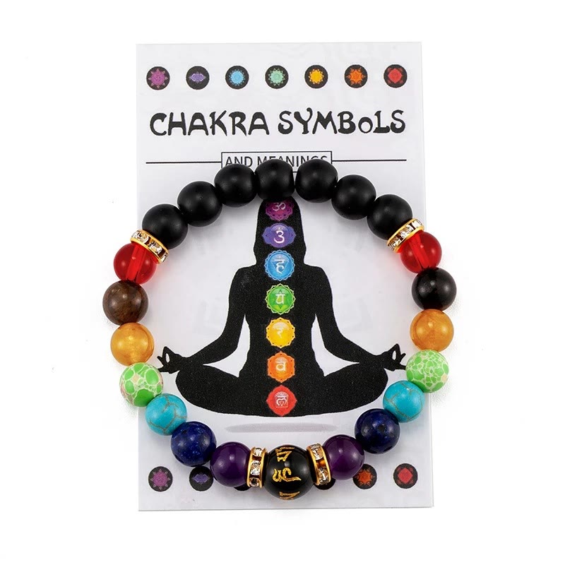 Bracelet de guérison des chakras en cristal naturel pour le soulagement de l'anxiété Olivenorma