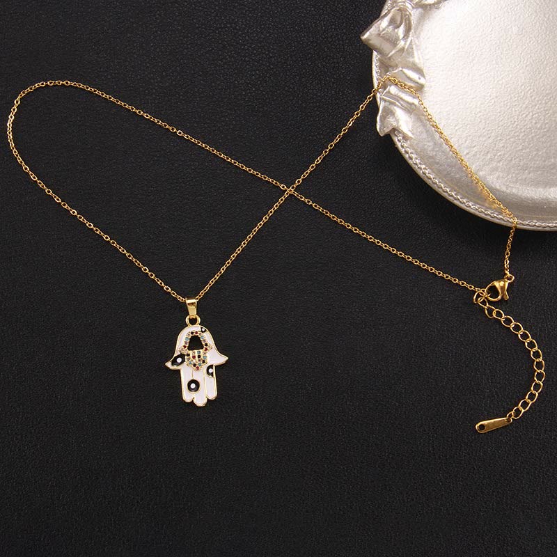Collier Hamsa avec mauvais œil « Bonne fortune » Olivenorma