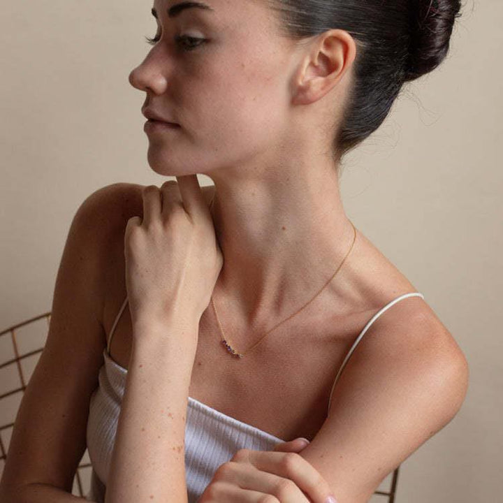 Collier avec pendentif en perles et pierres de naissance multiples Olivenorma plaqué or et cuivre