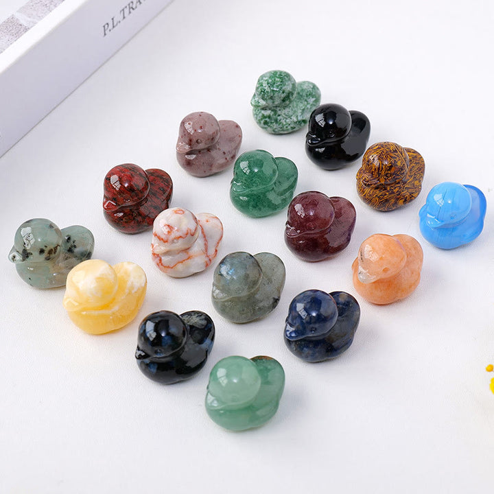 Décoration en pierre précieuse sculptée en forme de canard en cristal de quartz Olivenorma de 1,2 pouce