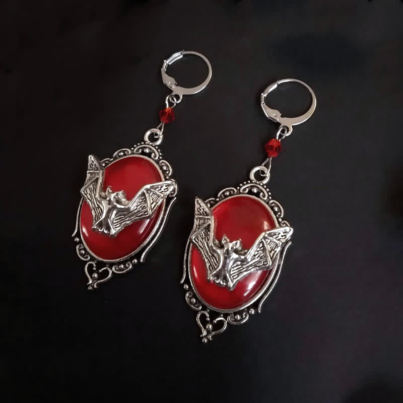 Boucles d'oreilles chauve-souris d'Halloween en obsidienne