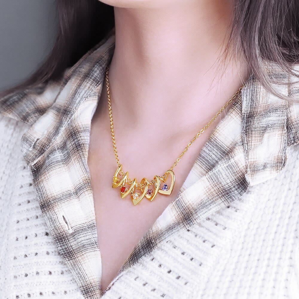 Collier avec pendentif en forme de cœur en cristal et pierre de naissance pour maman Olivenorma