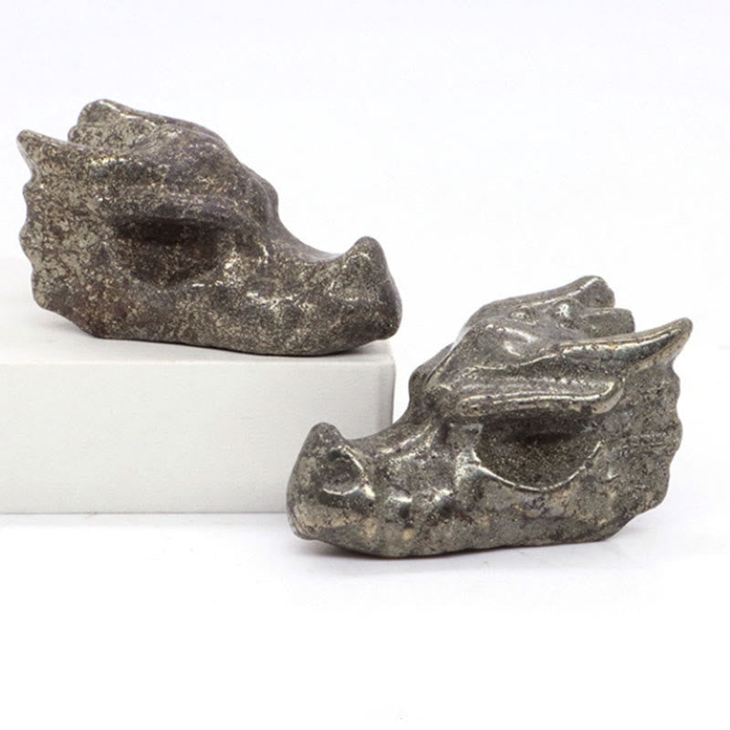 Décoration en pierre précieuse de crâne de dragon de 3,2 pouces Olivenorma