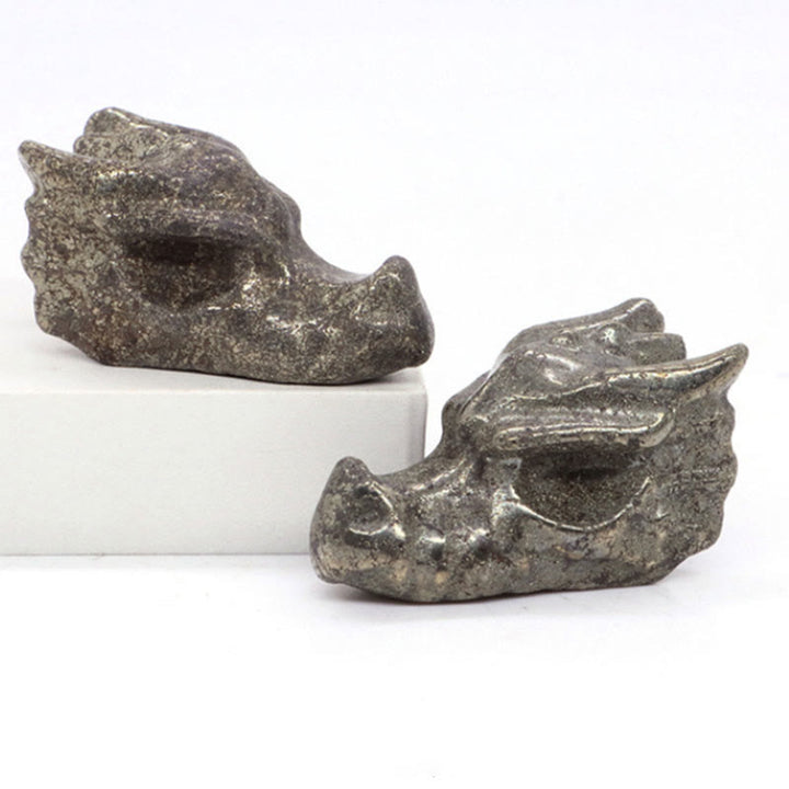 Décoration en pierre précieuse de crâne de dragon de 3,2 pouces Olivenorma