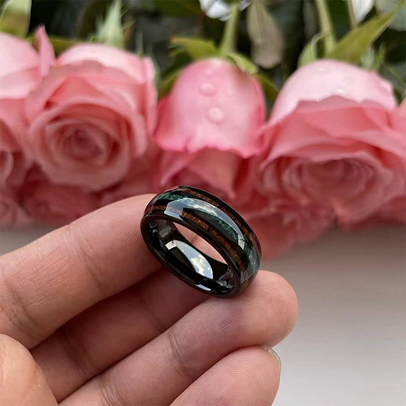 Olivenorma « Strong Shield » – Malachite avec anneau en acier tungstène