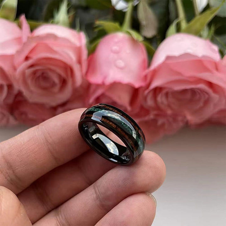 Olivenorma « Strong Shield » – Malachite avec anneau en acier tungstène