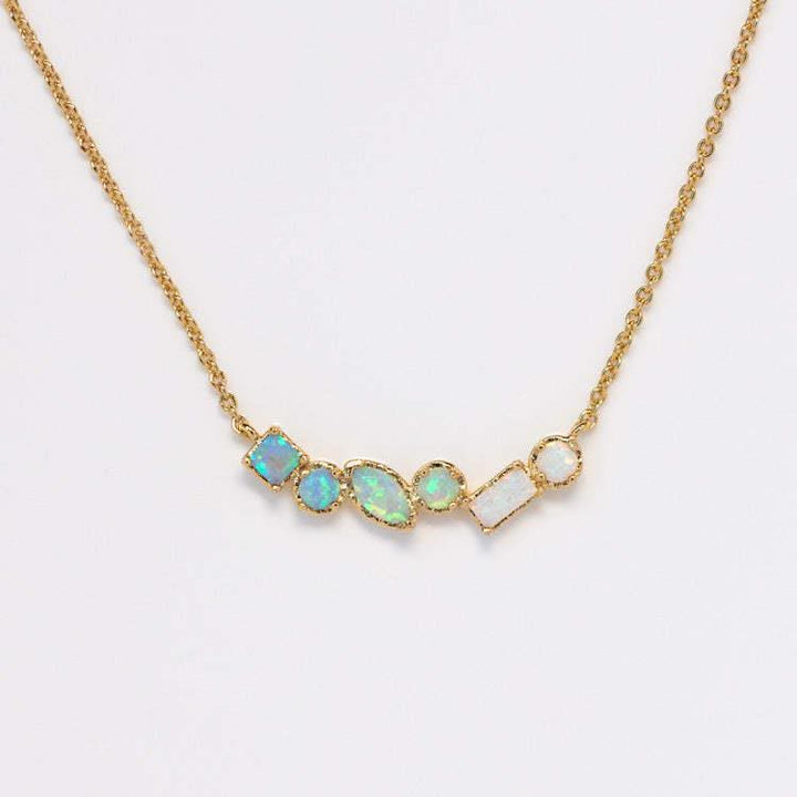 Collier avec pendentif en perles et pierres de naissance multiples Olivenorma plaqué or et cuivre 